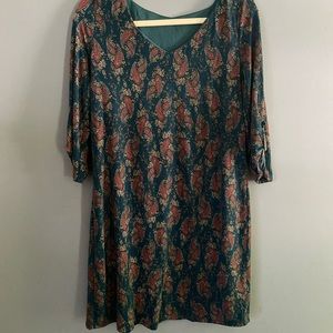 Medium PinkBlush teal paisley maternity dress